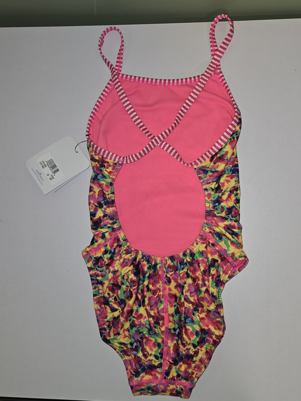 Girls' Pink Multi Floral One-Piece Swimsuit - Picture 5 of 10